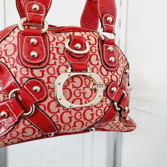 Guess Y2K Signature bag in red with silver tone hardware ~L14.5 x W4 × H10" - Picture 16 of 16